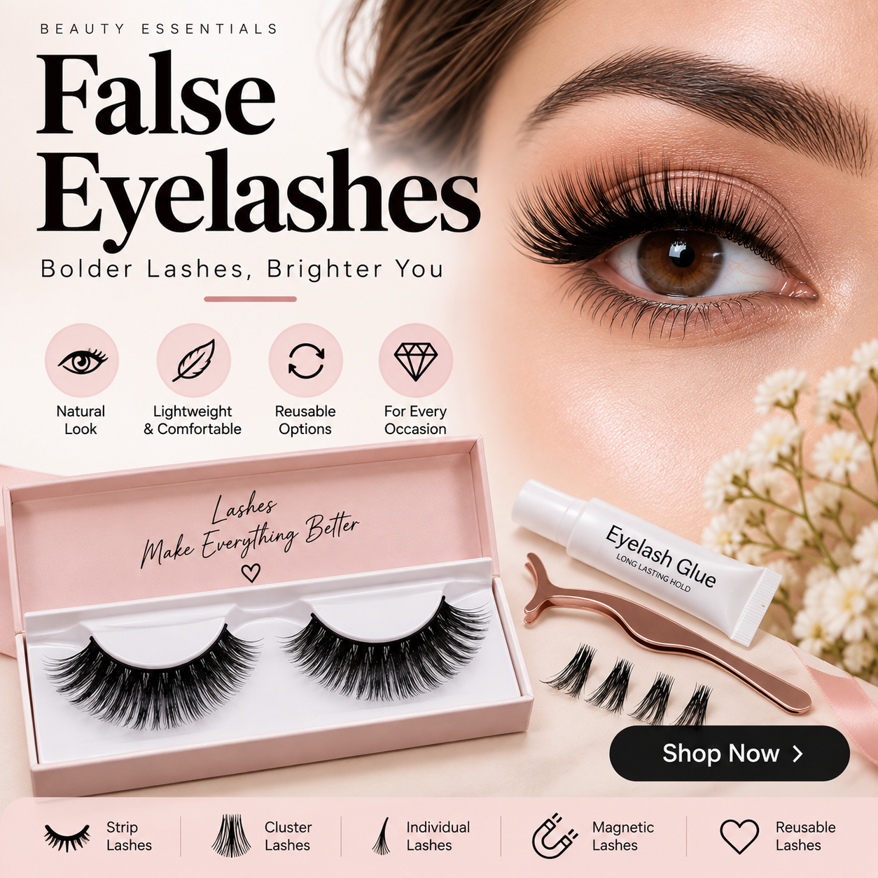 False Eyelashes – Reusable Fake Eyelashes for Eye Makeup